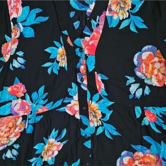 Maeve Woodland Walk Black Floral Button Down Blouse Women's Size 12 - Picture 6 of 7